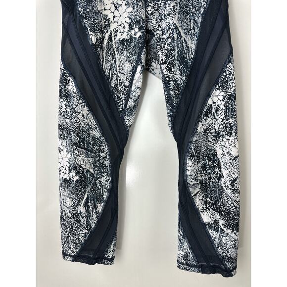 Lululemon Never Still Crop 21" Leggings Wildwood White Nocturnal Teal Mesh Sz 6 - Picture 4 of 12